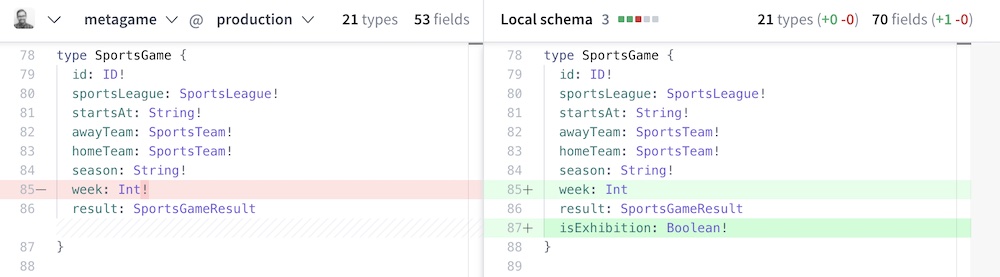 Schema diff in Sandbox